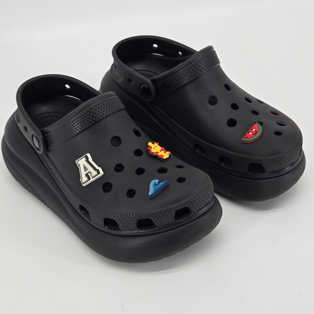 Crocs Classic Crush Clog Black Chunky Platform Water Sandals Mens 4 Womens 6
